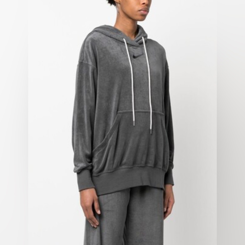 NIKE WOMEN’S GRAY TERRY HOODIE MEDIUM OVERSIZED